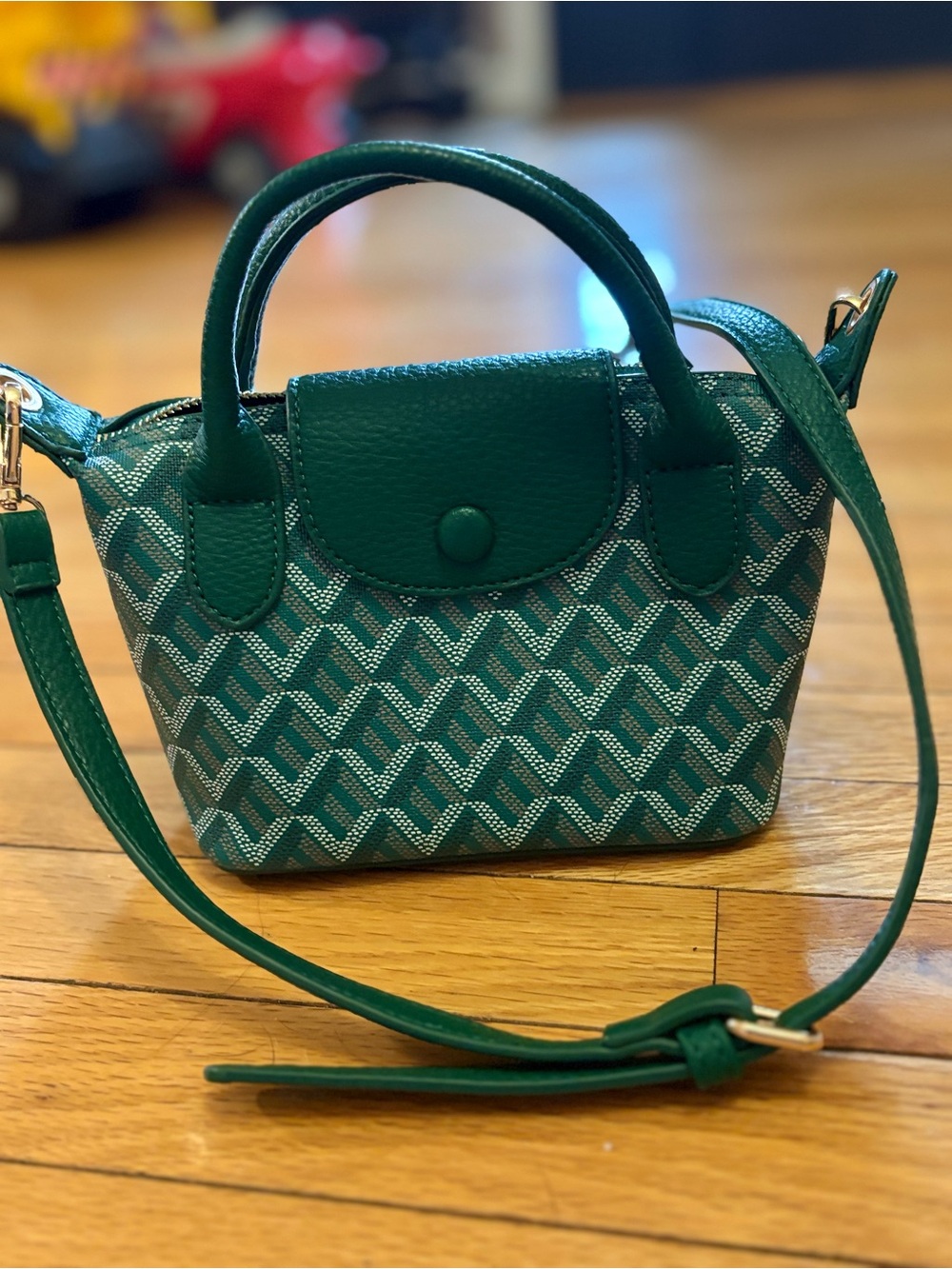 Teal Mini Top-Handle Crossbody Bag with Patterned Weave fashion